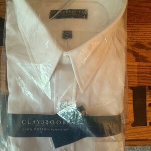ClayBrooke 100% cotton pinpoint NWT white oxford